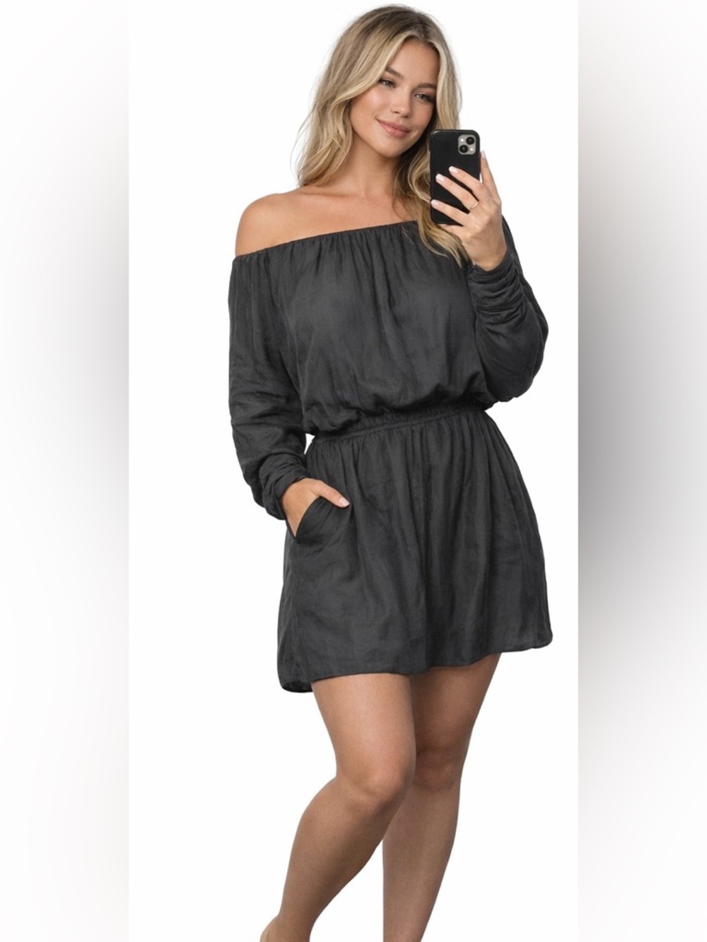 AllSaints Spitalfields Solstice Mini Bubble Dress Graphite Size 8